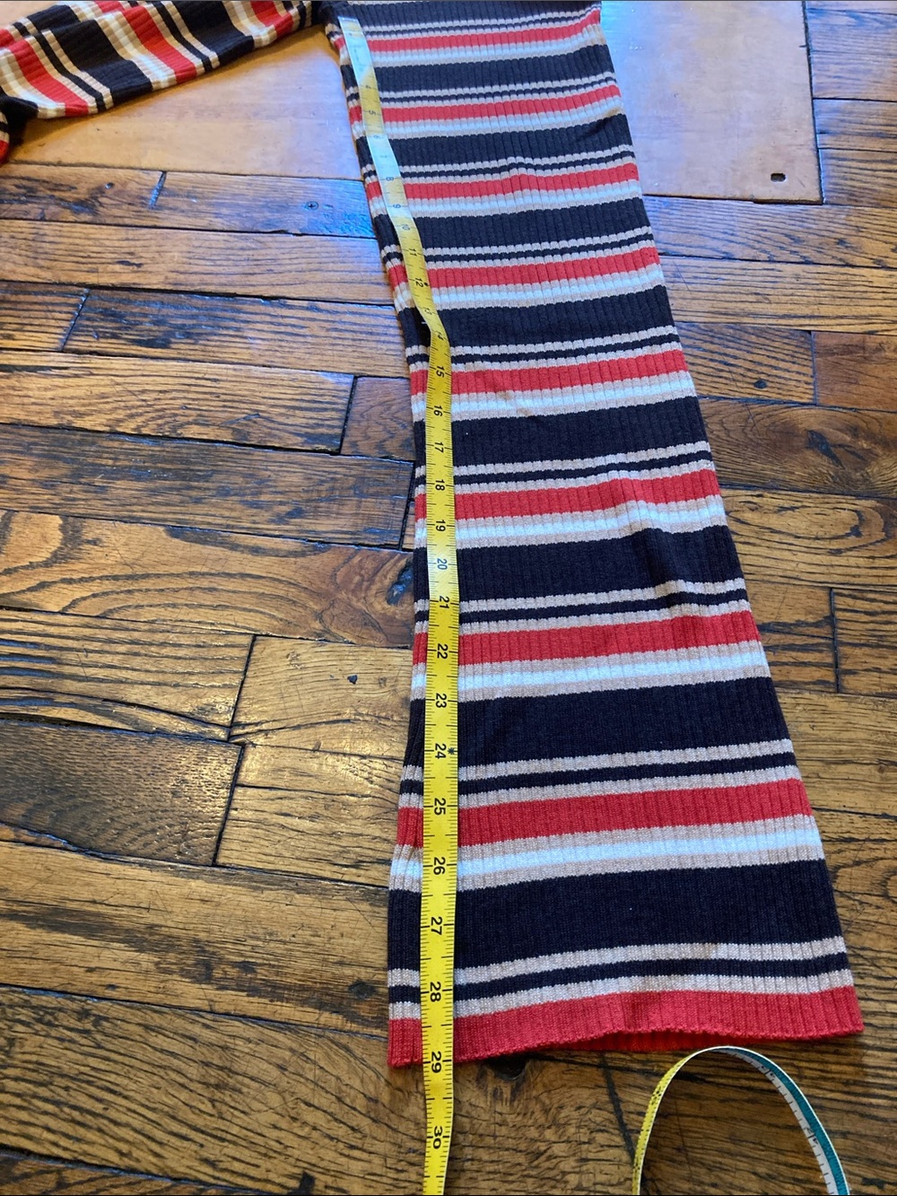 Striped Ribbed Boot-Cut Pants - Brown & Red - Picture 5 of 6